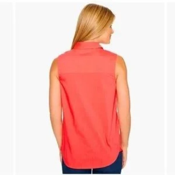 Carhartt Coral Force Ridgefield Button Down Relaxed Fit Sleeveless Shirt - Small - Picture 3 of 16